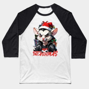 Crazy trashmas, opossum, Christmas Baseball T-Shirt